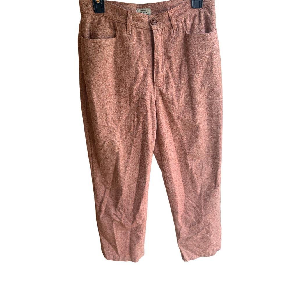 LL Bean Vintage Women's 28P Terracotta Orange Wool Silk Tweed Straight Leg Pants